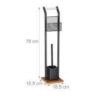 relaxdays WC-Garnitur schwarz, braun Metall, 1 St.