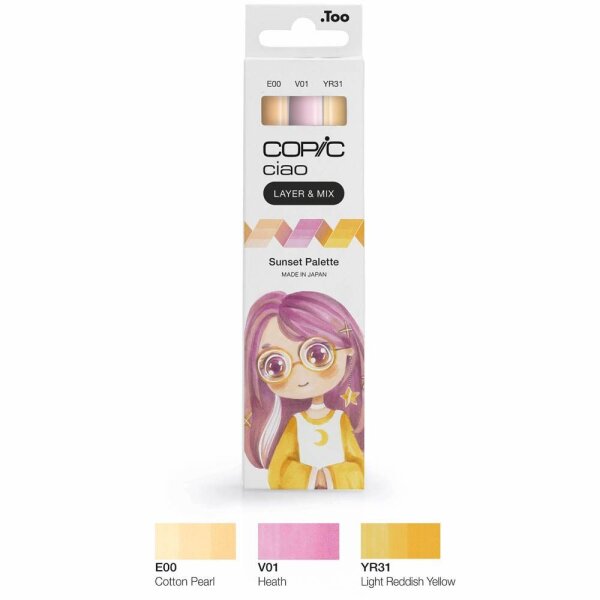 COPIC® Ciao Sunset Palette Layoutmarker-Set farbsortiert 1,0 + 6,0 mm, 3 St.