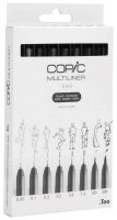 COPIC® Multiliner Fineliner schwarz 0.05 + 0.1 + 0.3 + 0.5 + 0.8 + 1.0 + BS + BM mm, 8 St.
