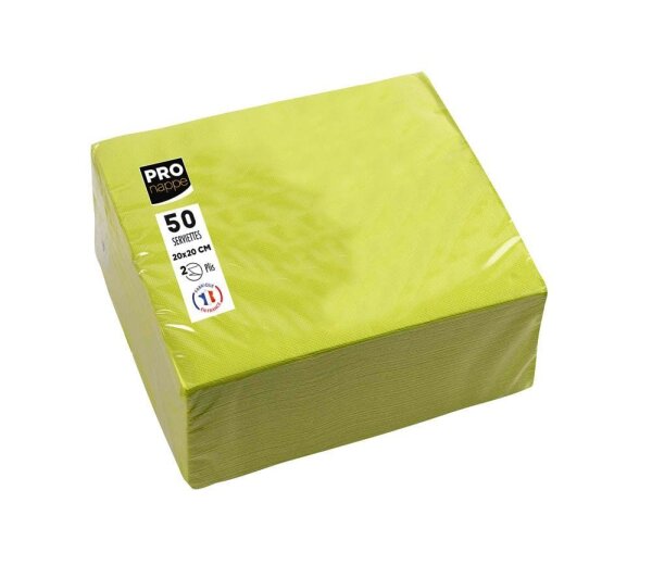 PROnappe Servietten kiwigrün 2-lagig 20,0 x 20,0 cm, 50 St.