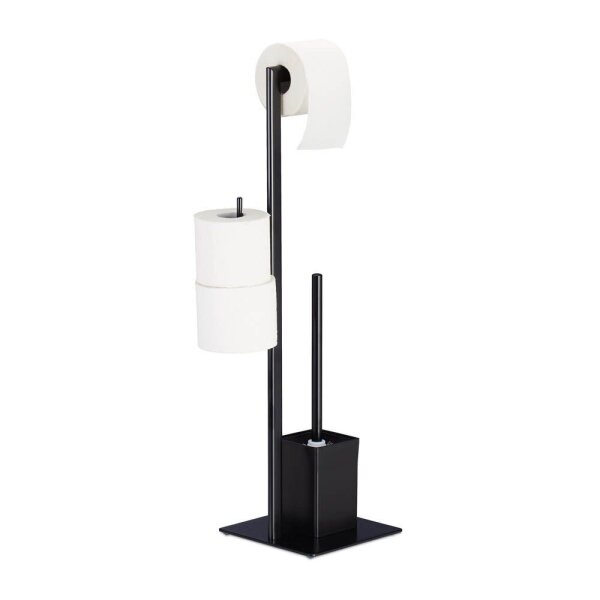 relaxdays WC-Garnitur schwarz Metall, 1 St.