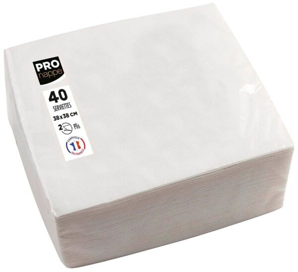 PROnappe Servietten weiß 2-lagig 38,0 x 38,0 cm, 40 St.