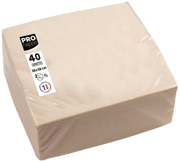 PROnappe Servietten creme 2-lagig 38,0 x 38,0 cm, 40 St.