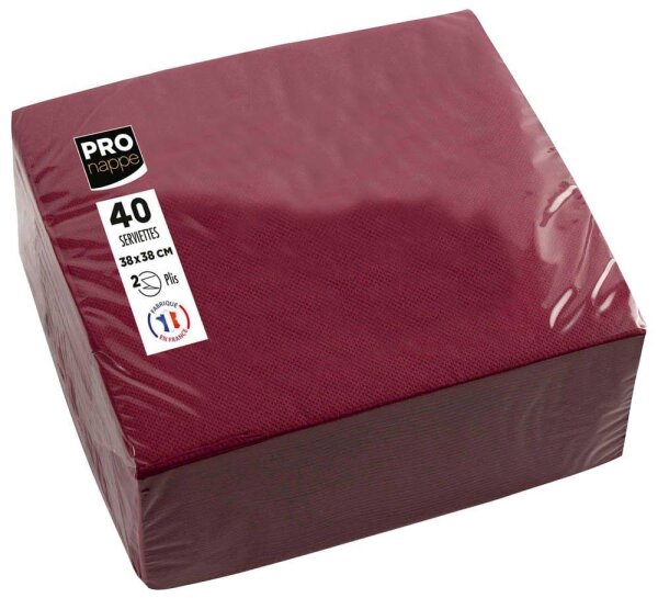 PROnappe Servietten bordeaux 2-lagig 38,0 x 38,0 cm, 40 St.