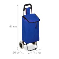 relaxdays Einkaufstrolley Aluminium blau 30,0 x 40,0 x 91,0 cm