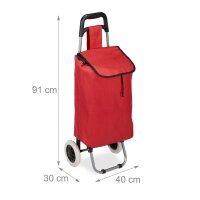 relaxdays Einkaufstrolley Metall rot 30,0 x 40,0 x 91,0 cm