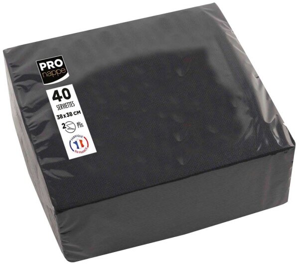 PROnappe Servietten schwarz 2-lagig 38,0 x 38,0 cm, 40 St.
