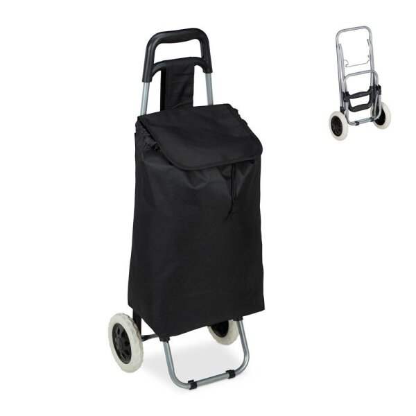 relaxdays Einkaufstrolley Metall schwarz 30,0 x 40,0 x 91,0 cm  ( 10029467_46 )