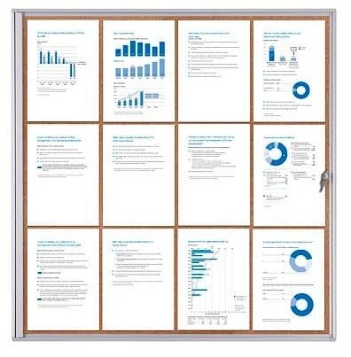 Showdown® Displays Schaukasten Economy XS Kork silber 12x DIN A4 93,1 x 2,6 x 96,3 cm, 1 St.