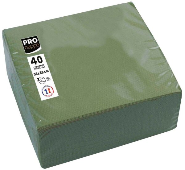 PROnappe Servietten olivgrün 2-lagig 38,0 x 38,0 cm, 40 St.