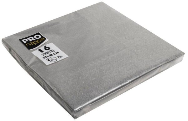 PROnappe Servietten silber 2-lagig 33,0 x 33,0 cm, 16 St.
