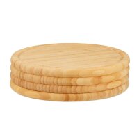 relaxdays Frühstücksbretter Natur Ø 30,0 cm 4-tlg., 4 St.