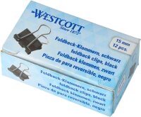 WESTCOTT Foldbackklammern schwarz 1,5 cm, 12 St.