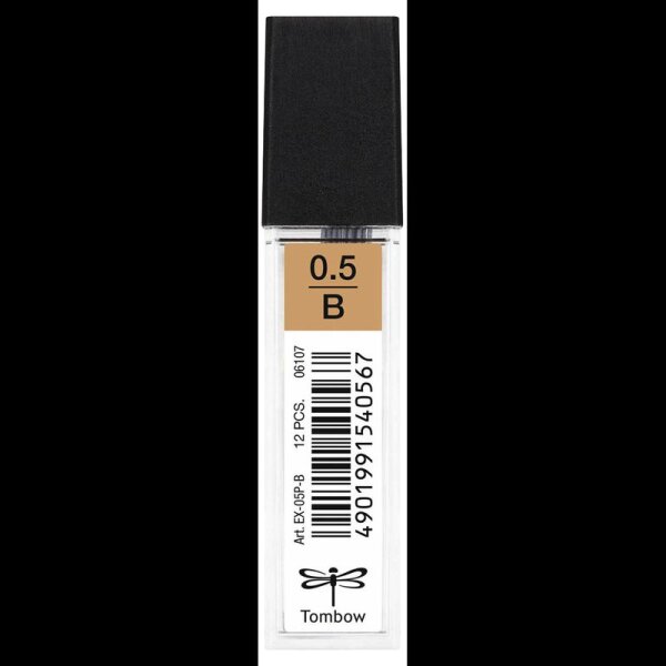 Tombow Feinminen-Bleistiftminen schwarz B 0,5 mm, 12 St.
