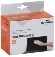 DURABLE Bildschirm-Reinigungstücher SCREENCLEAN 50 weiß, 50 Tücher