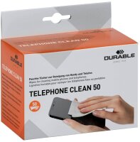 DURABLE Bildschirm-Reinigungstücher TELEPHONE CLEAN 50 weiß, 50 Tücher