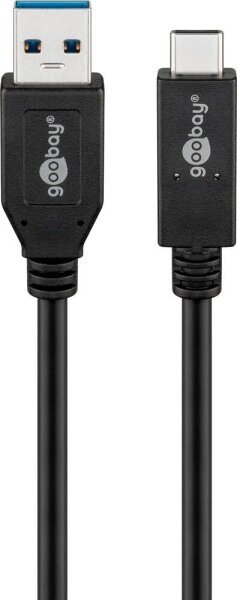 goobay USB 3.1 Gen 2 A/USB C Kabel 0,5 m schwarz, 1 St.