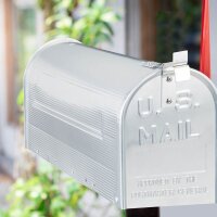 relaxdays Zeitungsrolle US Mail 10020770_0 silber mit Zeitungsfach