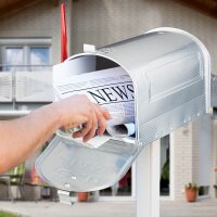 relaxdays Zeitungsrolle US Mail 10020770_0 silber mit Zeitungsfach