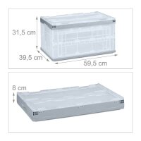 relaxdays Klappbox 60,0 l transparent/grau 59,5 x 39,5 x 31,5 cm, 1 St.