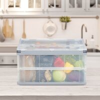 relaxdays Klappbox 60,0 l transparent/grau 59,5 x 39,5 x 31,5 cm, 1 St.