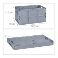 relaxdays Klappbox 60,0 l grau 58,5 x 40,0 x 31,5 cm, 1 St.