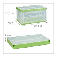 relaxdays Klappbox 60,0 l transparent/grün 59,5 x 39,5 x 31,5 cm, 1 St.