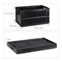 relaxdays Klappbox 60,0 l schwarz 58,5 x 40,0 x 31,5 cm, 1 St.