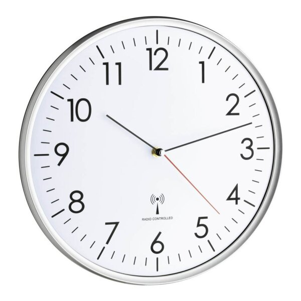 TFA® Funkwanduhr weiß silber Kunststoff, Ø 33,0 cm