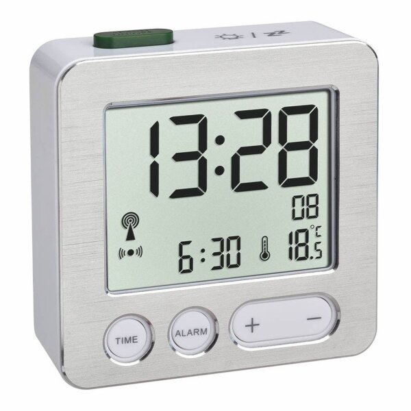 TFA® digitaler Funkwecker 60.2545.54 silber Aluminium