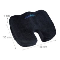 relaxdays Sitzkissen Orthopädisch schwarz, 1 St.