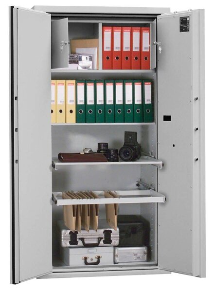 ISS Sicherheitsschrank Karlsruhe IX Sicherheitsstufe 1 nach EN 1143-1 mit Feuerschutz lichtgrau 130,5 x 52,7 x 187,5 cm