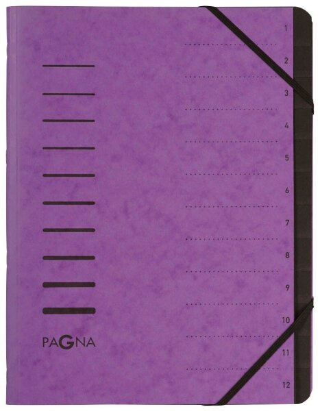 PAGNA Ordnungsmappe 12 Fächer violett, 1 St.