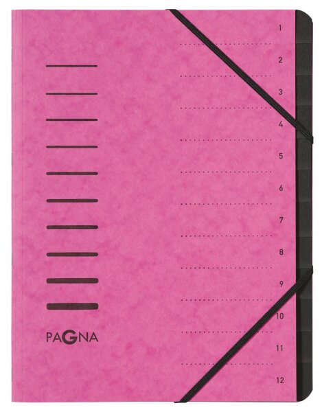 PAGNA Ordnungsmappe 12 Fächer rosa, 1 St.