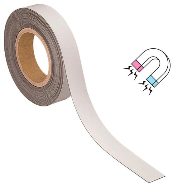 MAUL Magnetband weiß 3,0 cm x 10,0 m, 1 Rolle