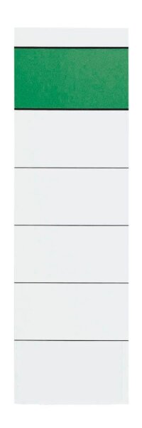 Ordneretiketten Grüner Balken weiß für 8,0 cm Rückenbreite, 10 St.