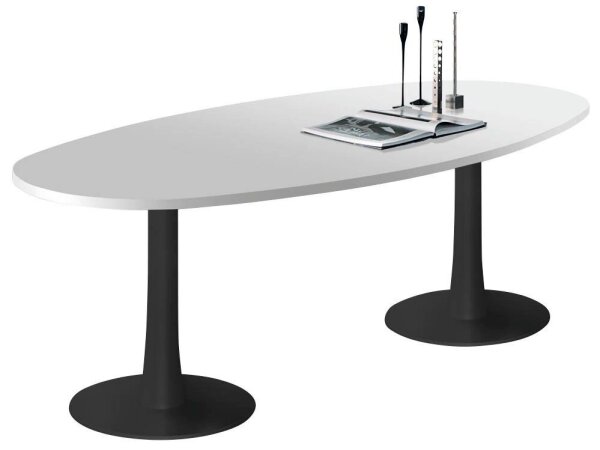 Quadrifoglio Konferenztisch Idea+ lichtgrau oval, Säulenfuß grau, 240,0 x 110,0 x 74,0 cm