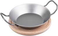 chg Servierpfanne mit Holzuntersetzer silber, 1 Set