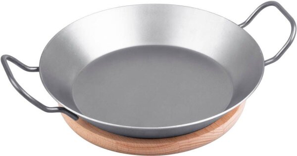 chg Servierpfanne mit Holzuntersetzer silber, 1 Set