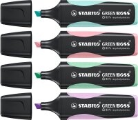 STABILO GREEN BOSS Pastell Textmarker farbsortiert, 4 St.