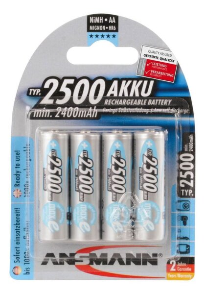 ANSMANN Akkus Ni-MH Mignon AA 2.400 mAh, 4 St.