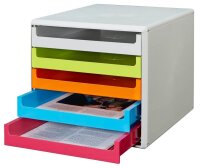 M&M Schubladenbox  grau, grün, orange, blau, rot 30050967, DIN A4 mit 5 Schubladen, 1 St.