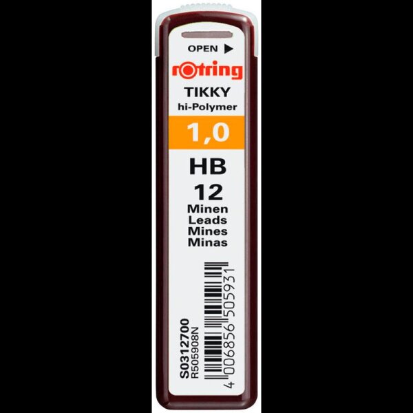 rotring Feinminen-Bleistiftminen schwarz HB 1,0 mm, 12 St.