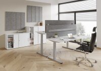 HAMMERBACHER XMST12 elektrisch höhenverstellbarer Schreibtisch weiß rechteckig, T-Fuß-Gestell silber 120,0 x 80,0 cm