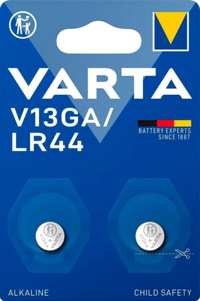VARTA Knopfzellen V13GA/LR44 Alkali-Mangan 1,5 V, 2 St.