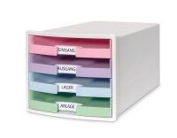 HAN Schubladenbox IMPULS  rosa, lila, blau, grün 1013-129D, DIN A4 mit 4 Schubladen, 1 St.