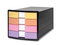 HAN Schubladenbox IMPULS  gelb, orange, rosa, lila 1012-139D, DIN A4 mit 4 Schubladen, 1 St.
