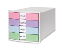 HAN Schubladenbox IMPULS  rosa, lila, blau, grün 1012-129D, DIN A4 mit 4 Schubladen, 1 St.