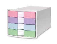 HAN Schubladenbox IMPULS  rosa, lila, blau, grün 1012-129D, DIN A4 mit 4 Schubladen, 1 St.