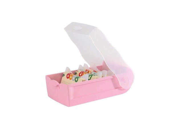 HAN CROCO Karteikasten DIN A8 für 500 Karteikarten pastellrosa-transparent mit Deckel